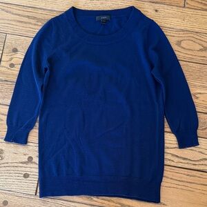 J. Crew Women's Deep Blue Crew Neck Wool Sweater